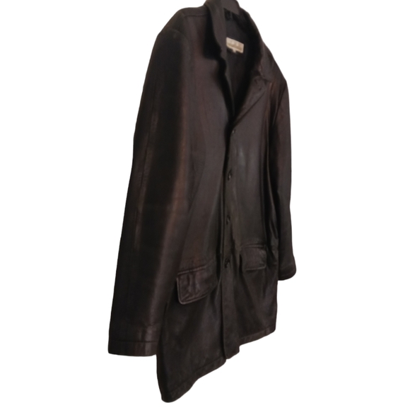 Vintage Perry Ellis Men's Black Leather Jacket - Picture 5 of 7